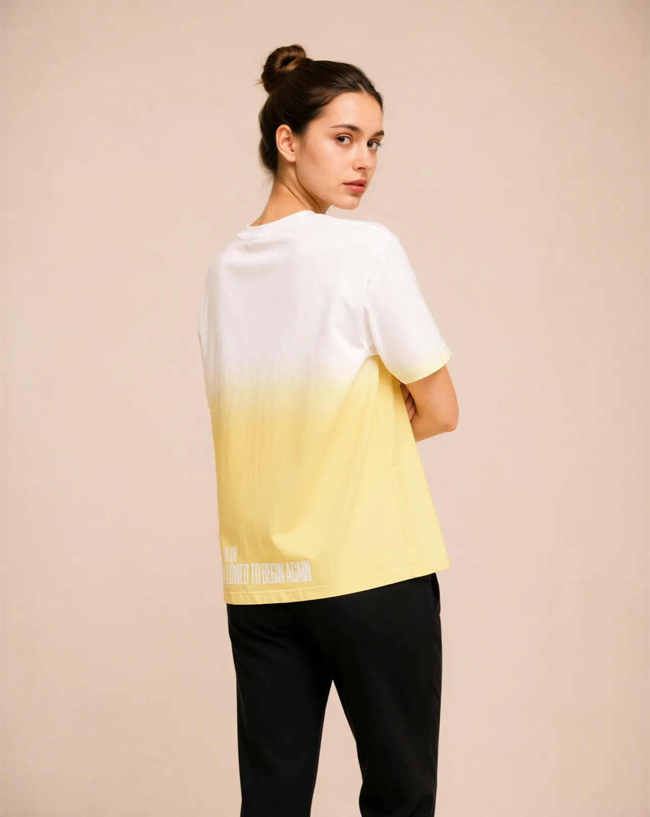 You're allowed to start again printed along the hem