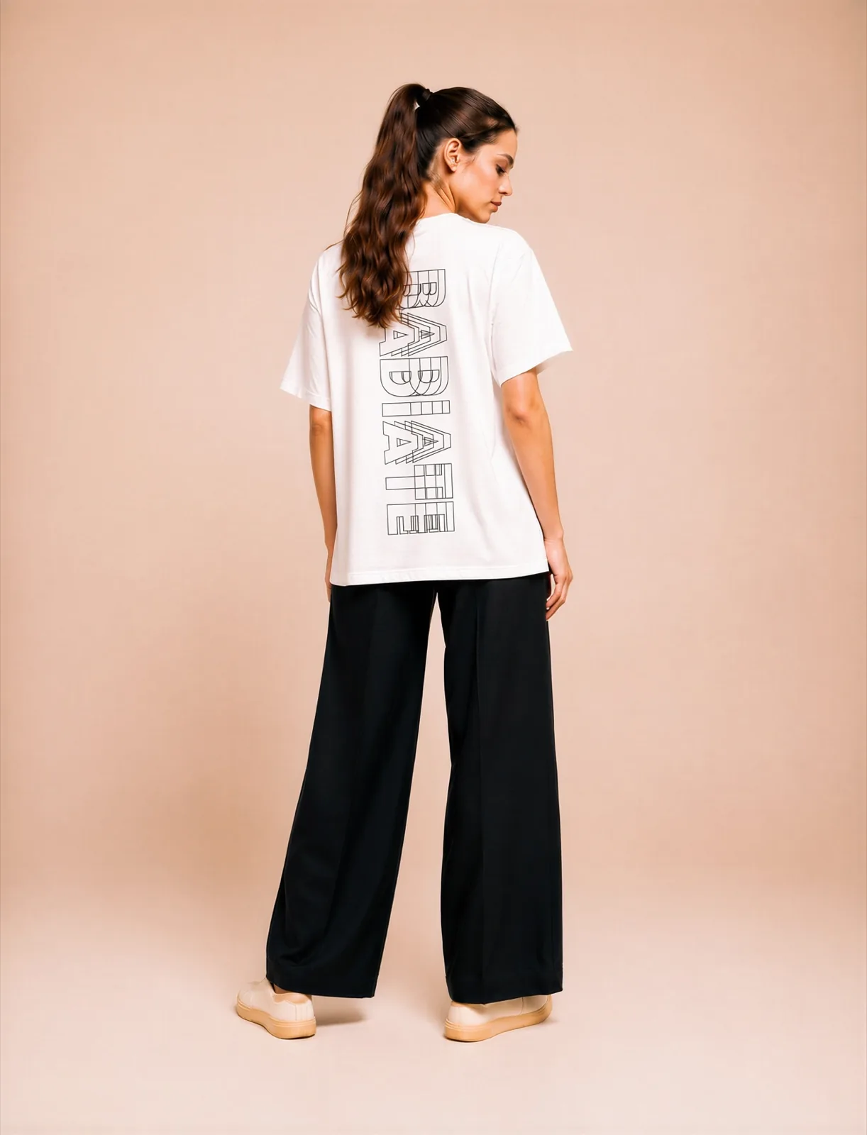 RADIATE wordart print worn on a tee