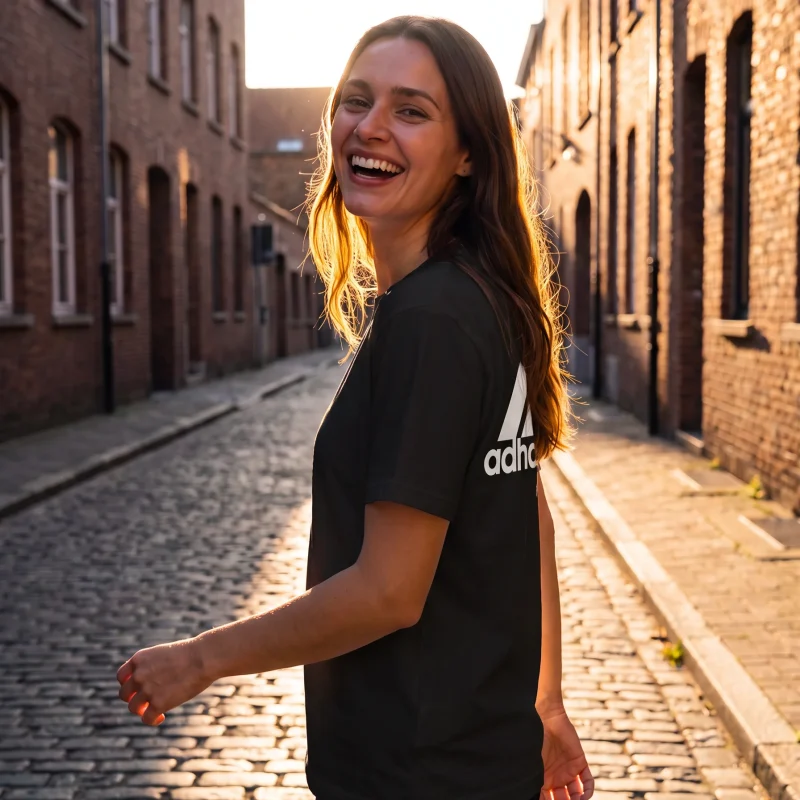 ADHDas Backprint Tee worn by a model