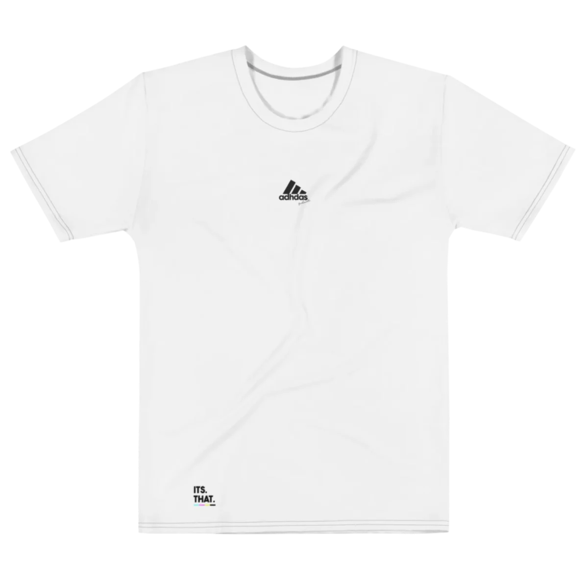 ADHDas Front Tee, flat front view, Its.That.