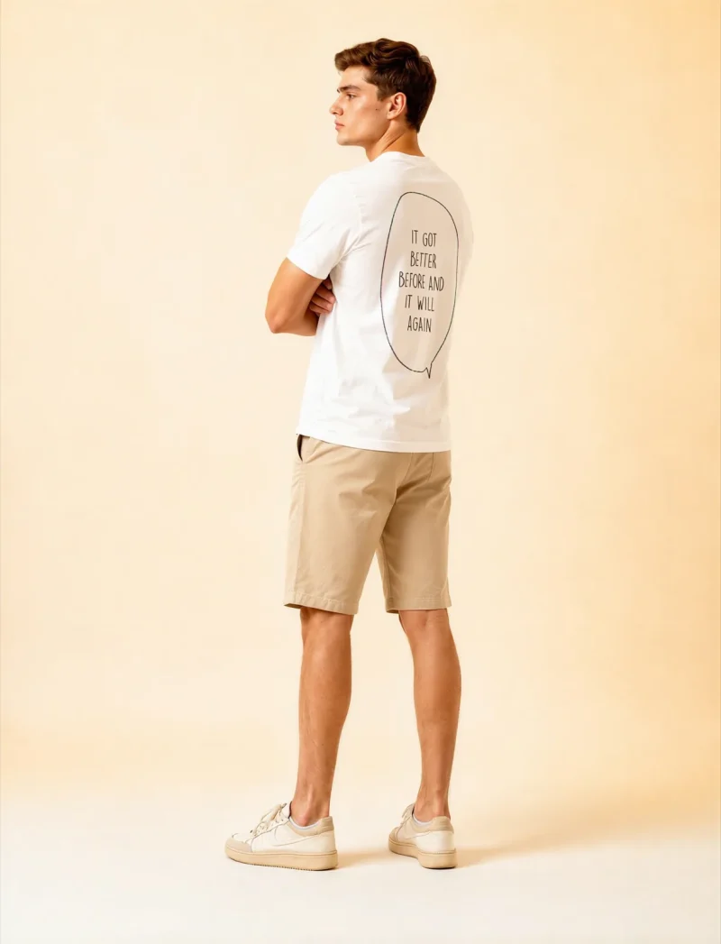 "it got better before and it will again" Backprint Tee, back view, Its.That.
