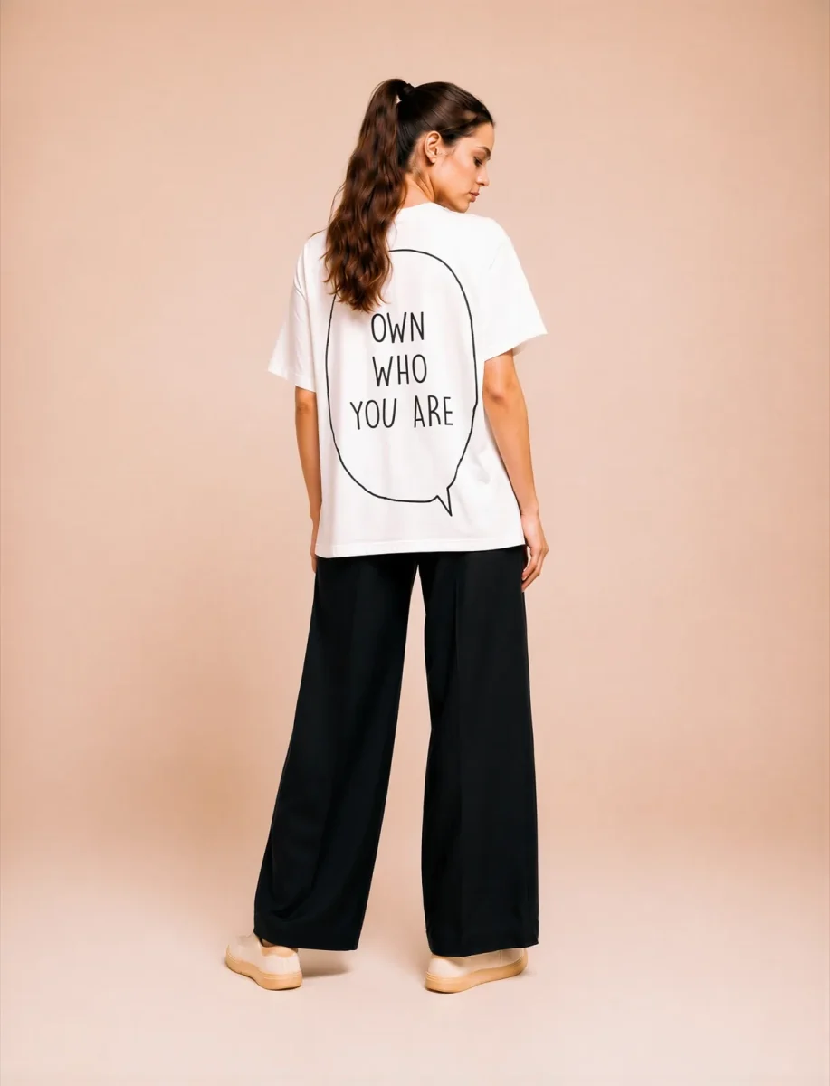 "Own who you are" Backprint Tee, back view, Its.That.