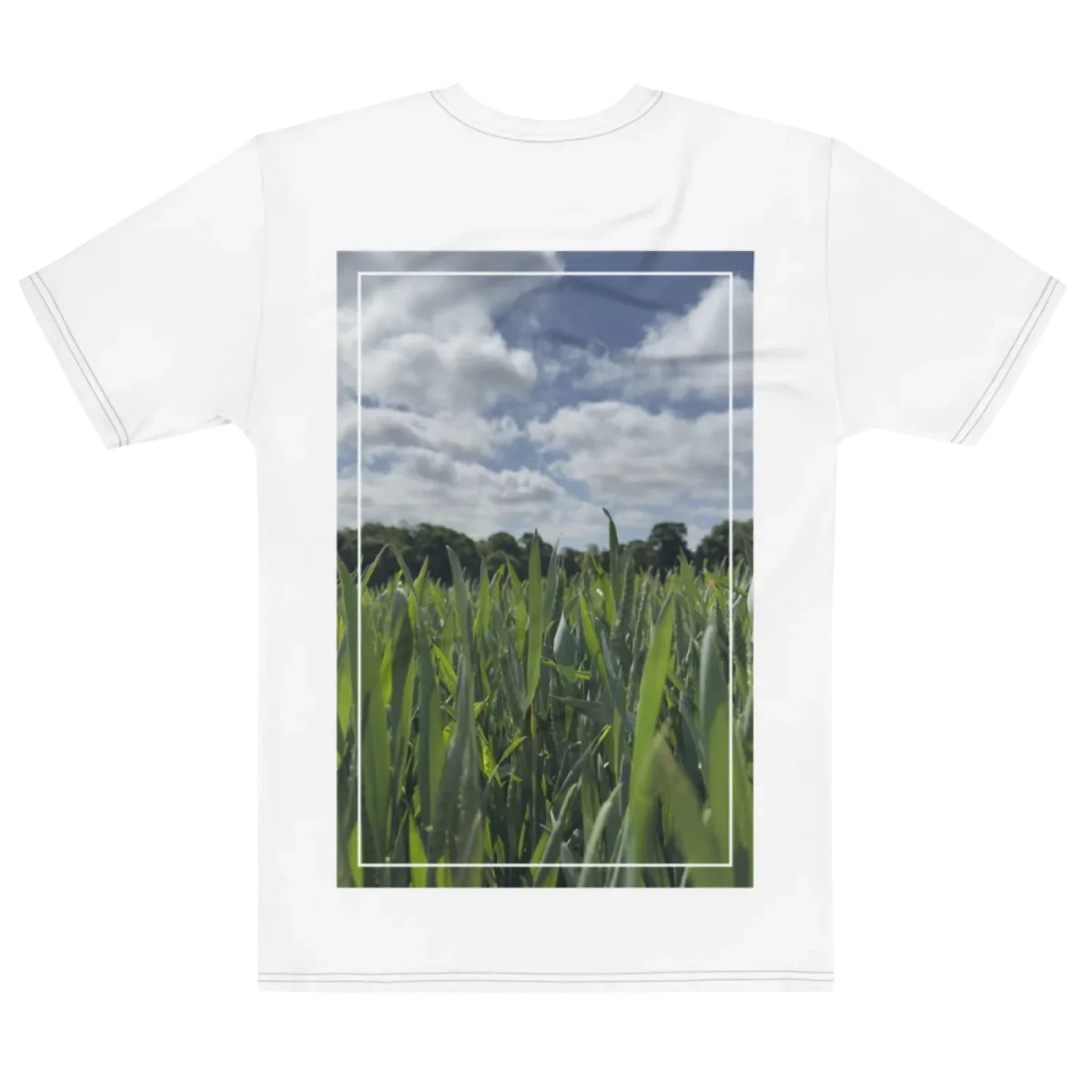'Green Blades' Photo Print | Backprint T-shirt, flat back view, Its.That.
