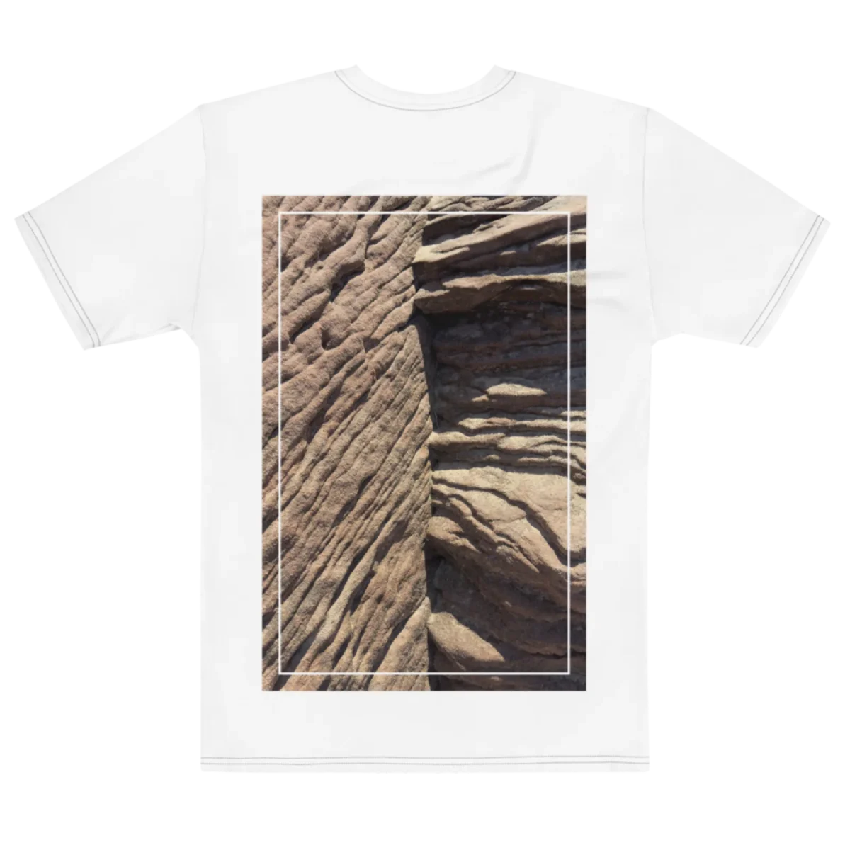 'Sandstone Strata' Photo Print | Backprint T-shirt, flat back view, Its.That.