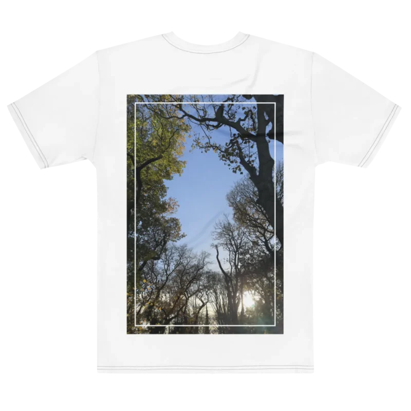 'Tall Trees' Photo Print | Backprint T-shirt, flat back view, Its.That.