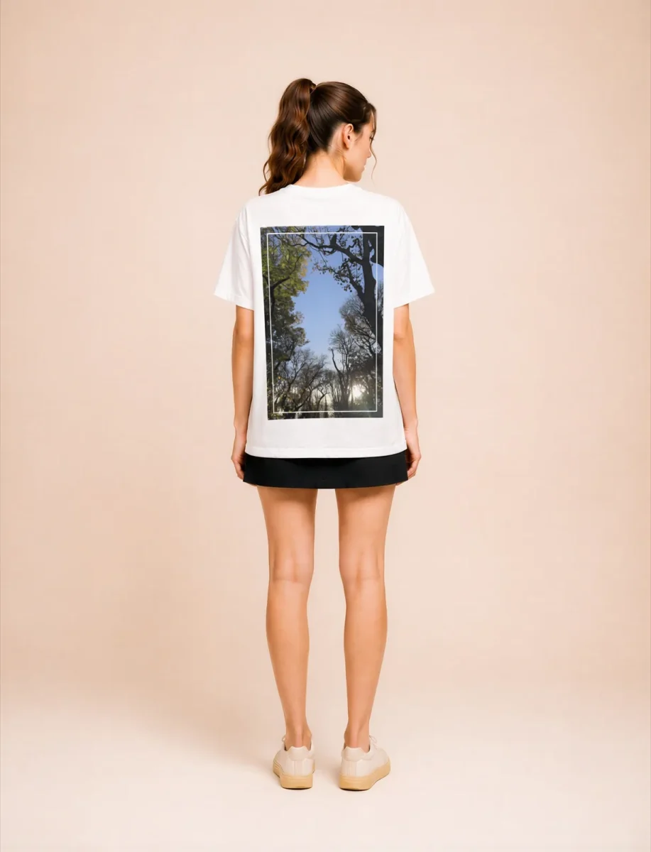 'Tall Trees' Photo Print | Backprint T-shirt, back view, Its.That.