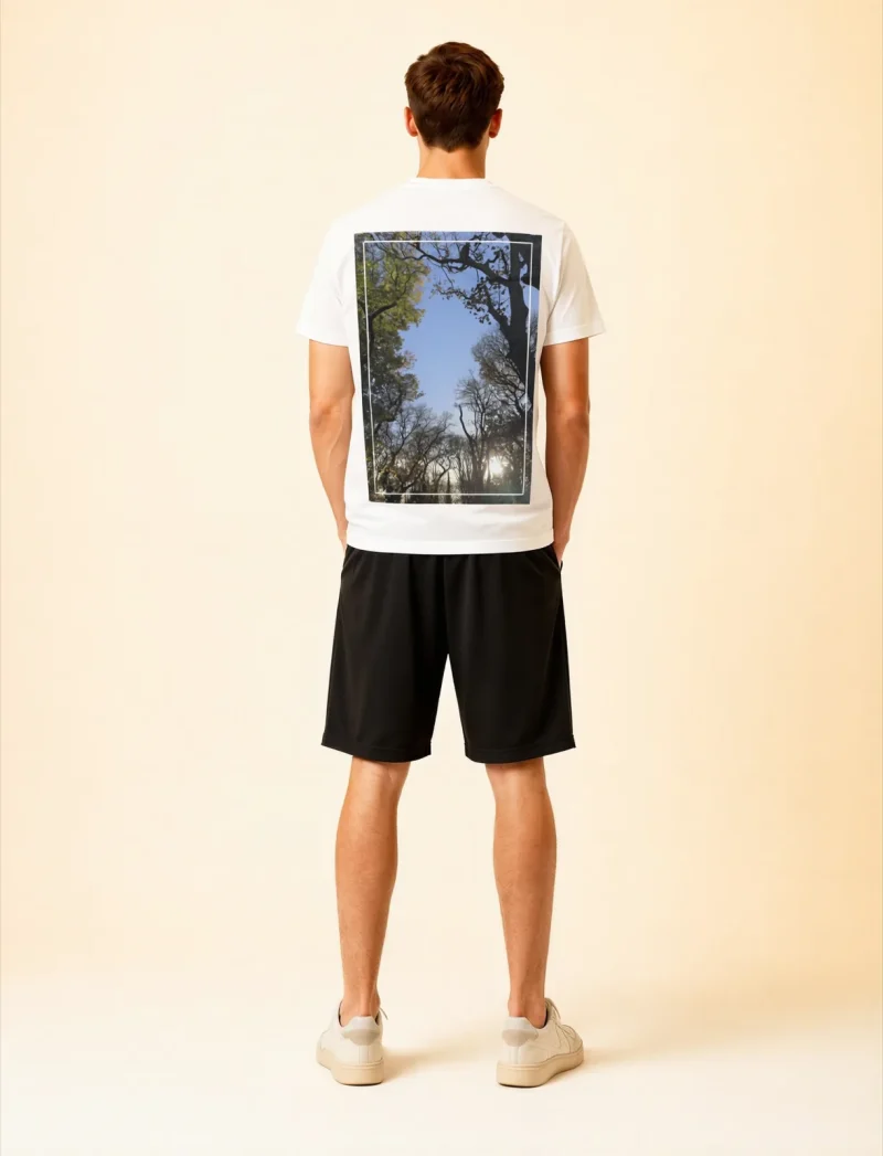 'Tall Trees' Photo Print | Backprint T-shirt, back view, Its.That.