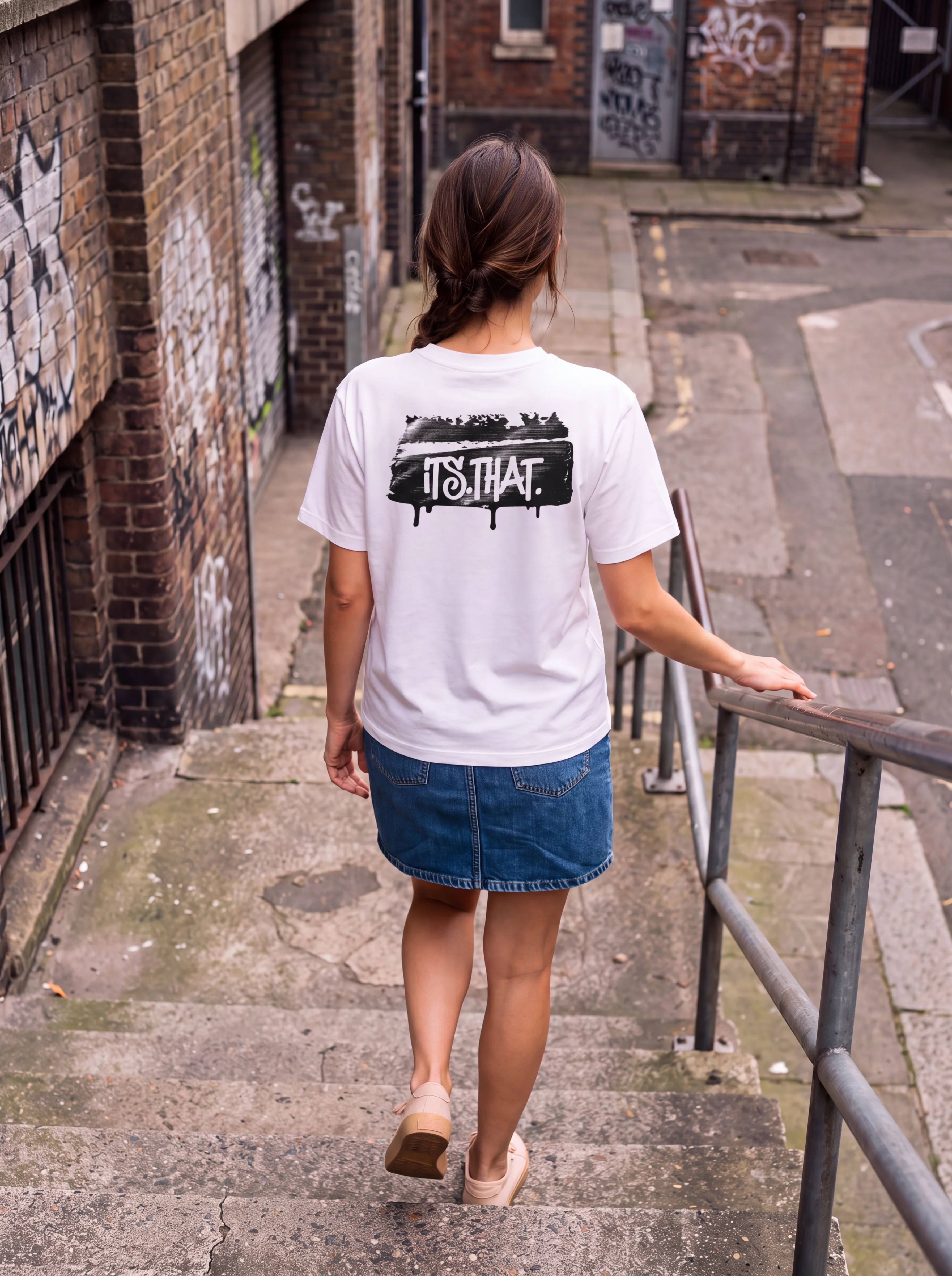'Graffiti' Word-art | Backprint T-shirt worn by a model