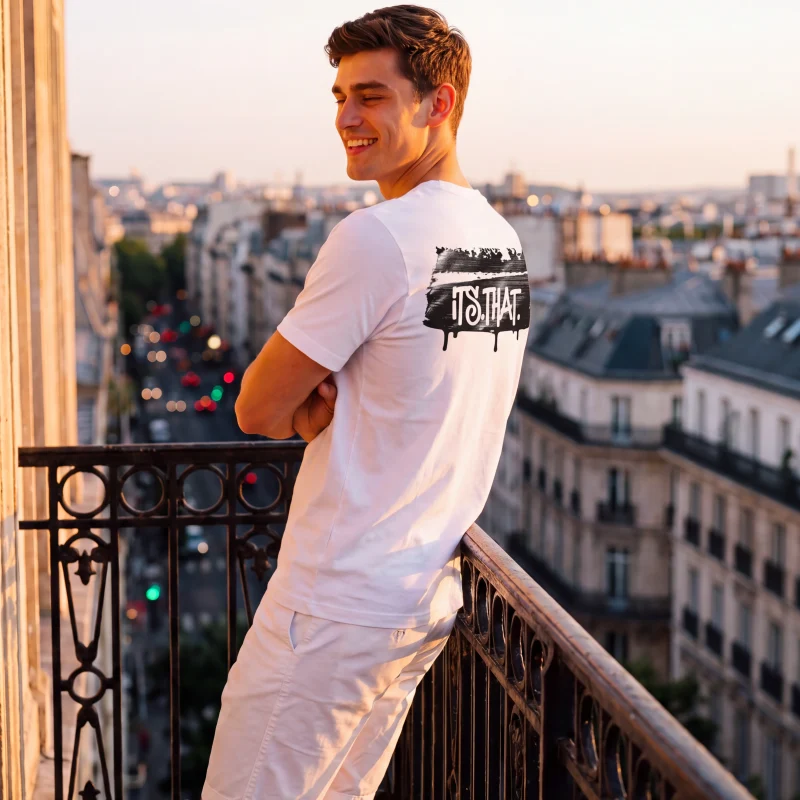 'Graffiti' Word-art | Backprint T-shirt worn by a model