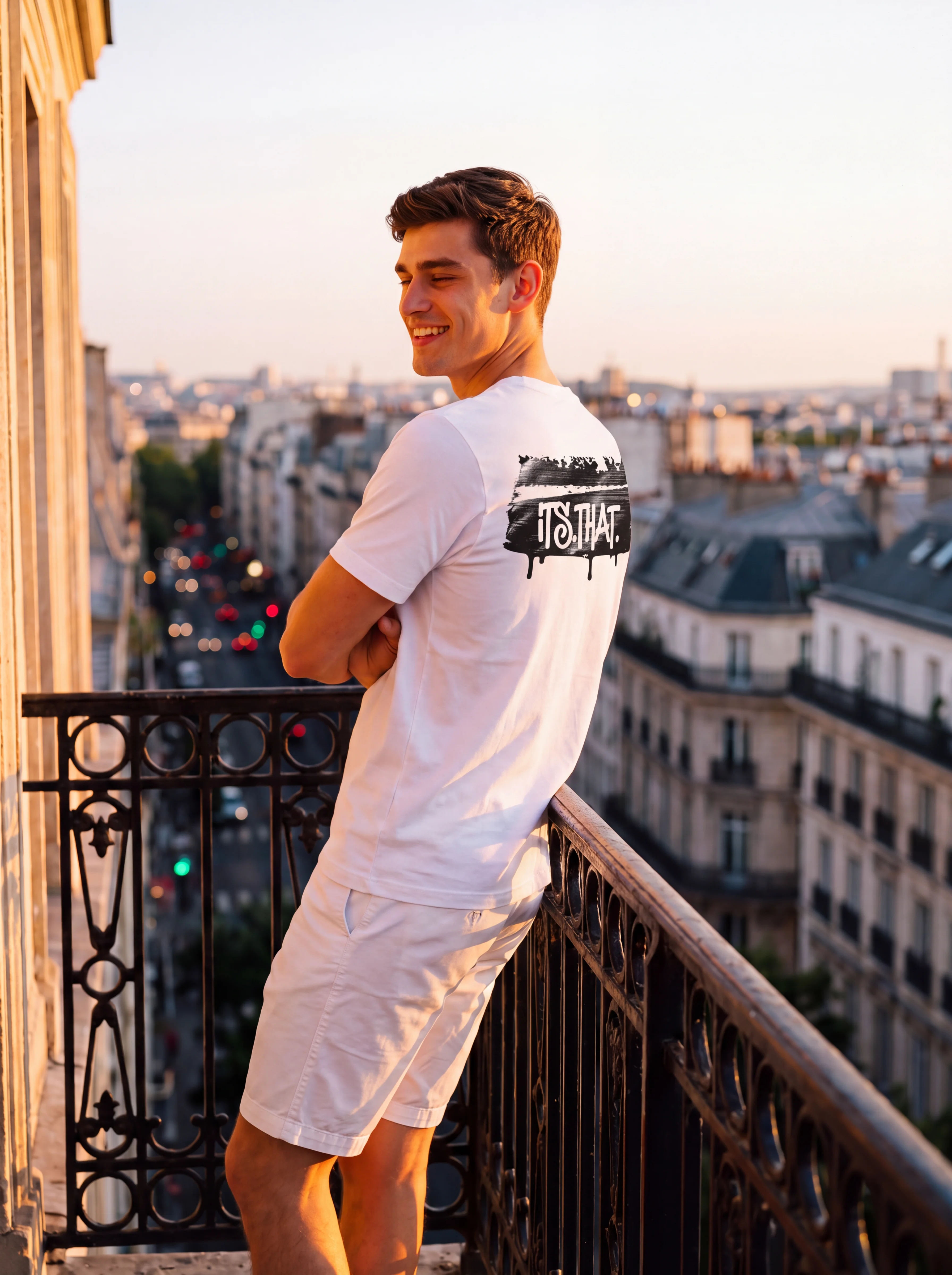 'Graffiti' Word-art | Backprint T-shirt worn by a model