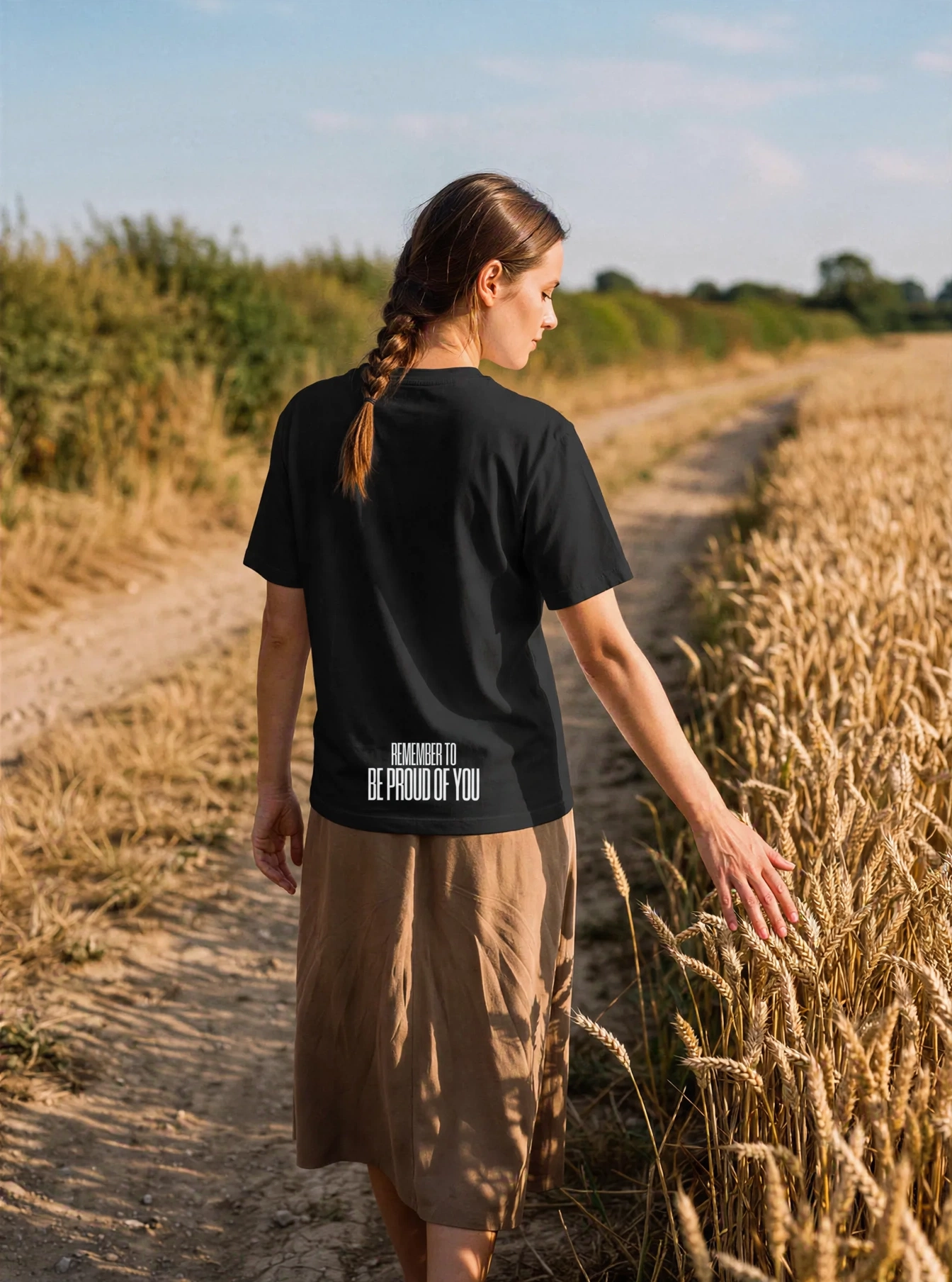 "Be proud of you" Backprint Tee, on model