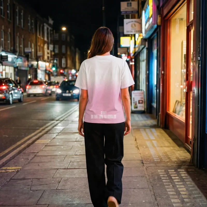 "GO DO THAT THING YOU WANNA DO" Backprint Tee worn by a model