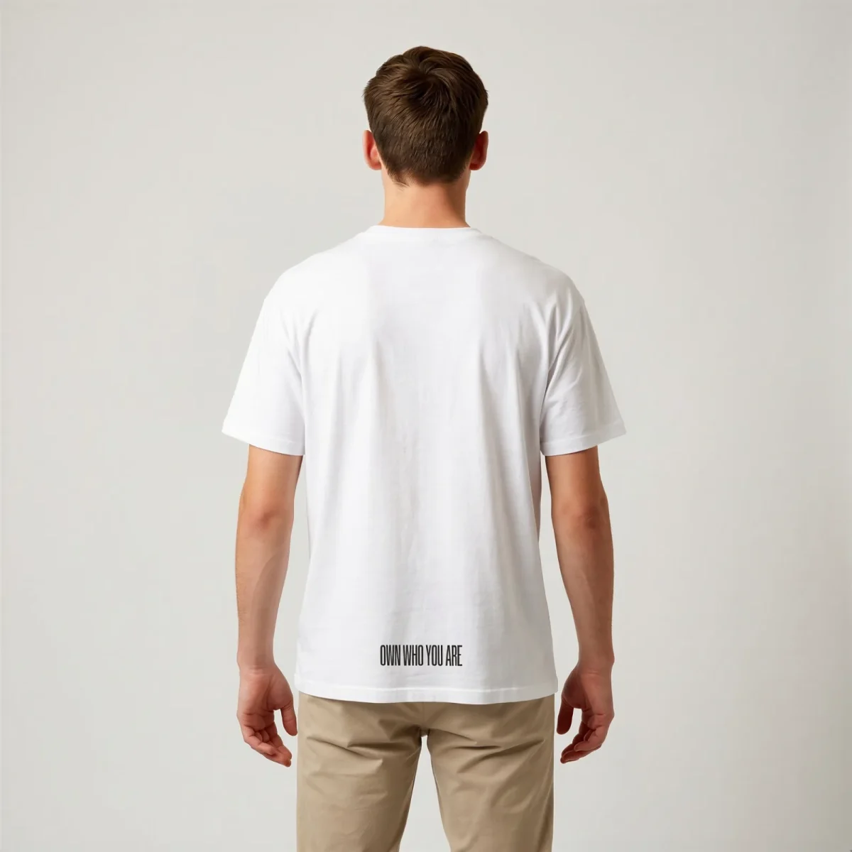 "Own who you are" Backprint Tee, back view, Its.That.