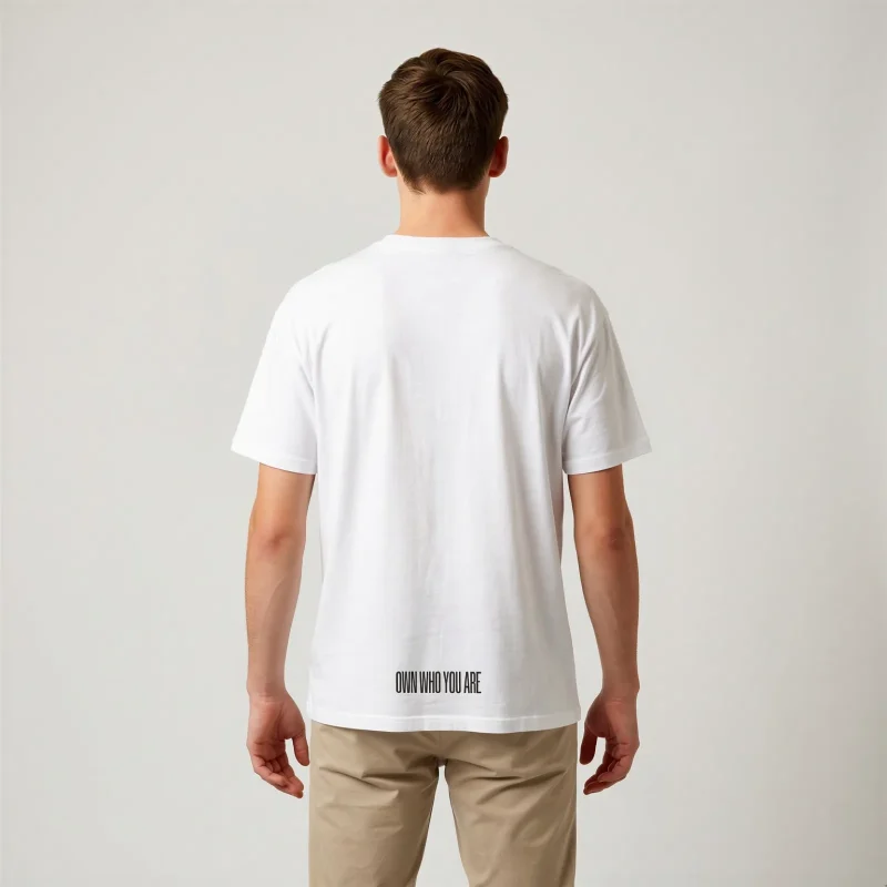"Own who you are" Backprint Tee, back view, Its.That.