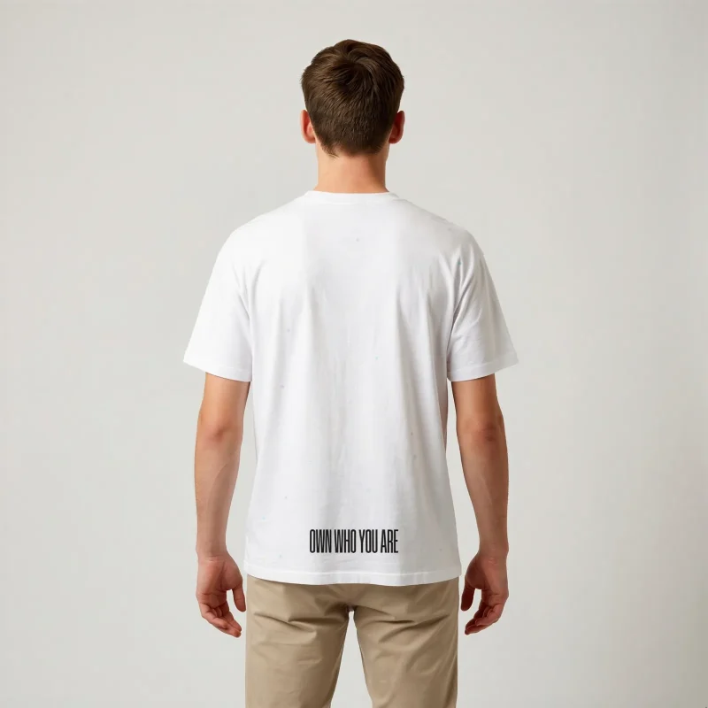 "Own who you are" Backprint Tee, back view, Its.That.