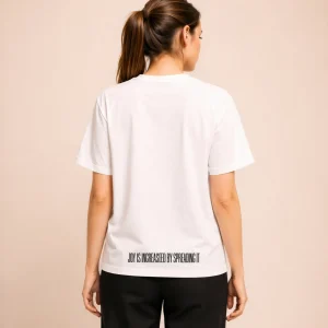 "JOY IS INCREASED BY SPREADING IT" Backprint Tee, back view, Its.That.