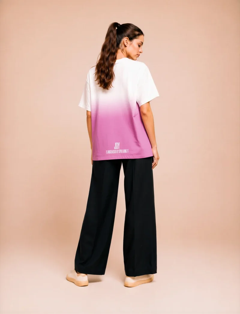 "JOY IS INCREASED BY SPREADING IT" Backprint Tee, back view, Its.That.