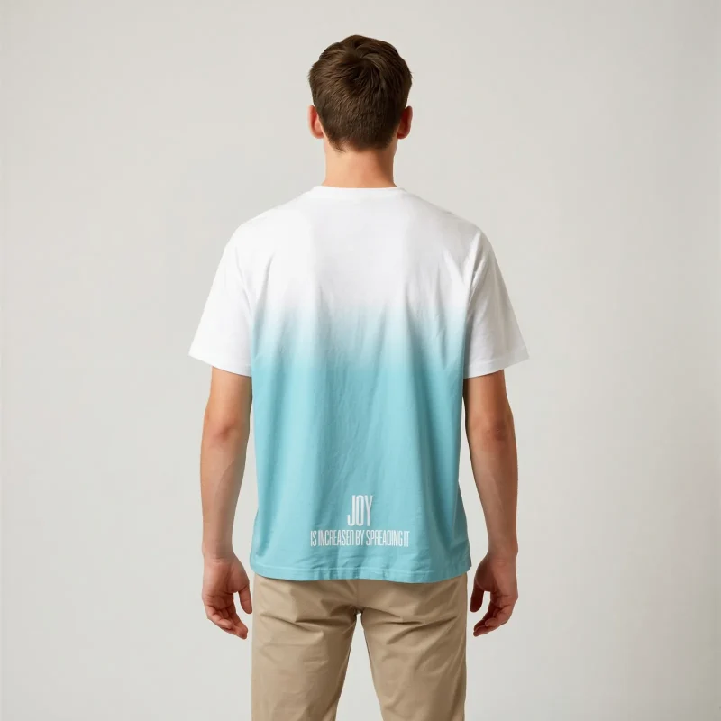 "JOY IS INCREASED BY SPREADING IT" Backprint Tee, back view, Its.That.