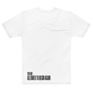"You're allowed to begin again" Backprint Tee, flat back view, Its.That.