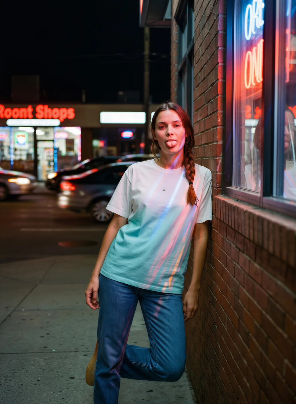 "You're allowed to begin again" Backprint Tee, on model