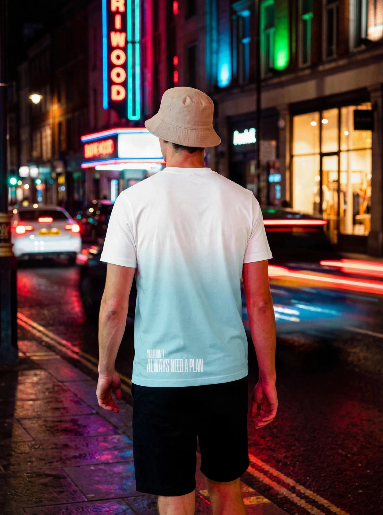 "YOU DON'T ALWAYS NEED A PLAN" Backprint Tee, on model
