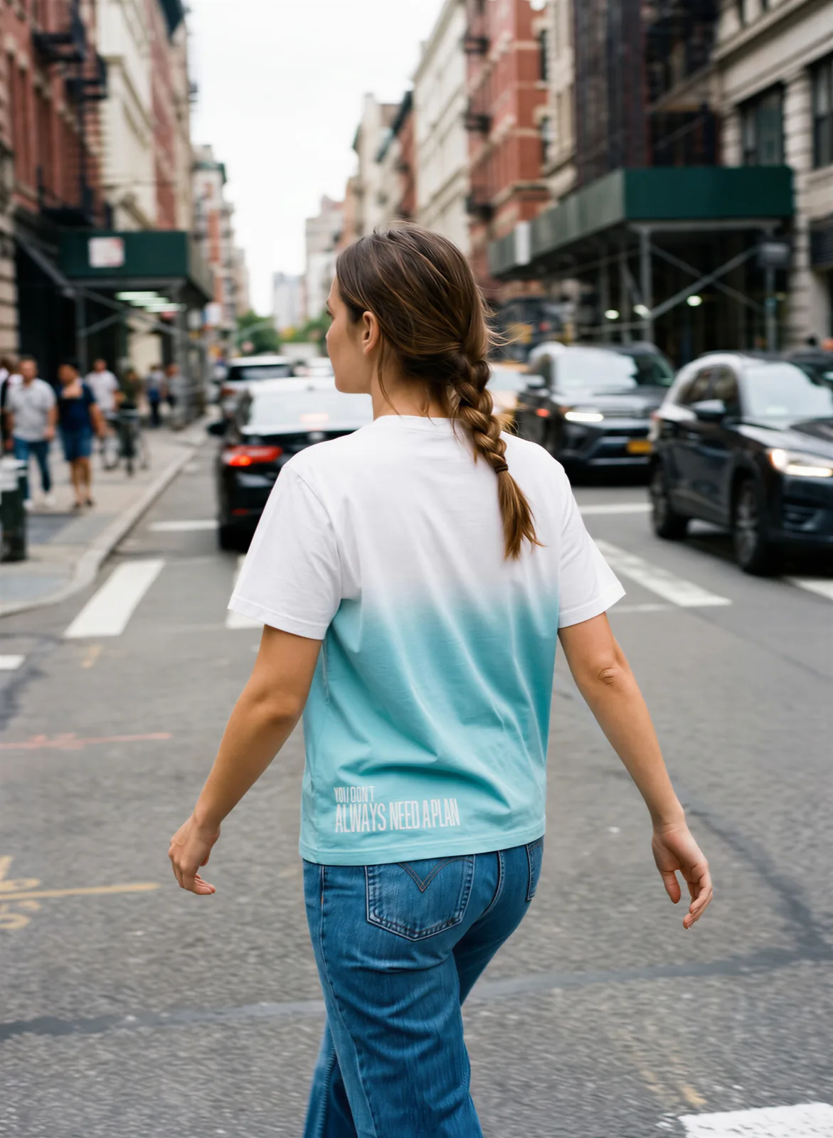 "YOU DON'T ALWAYS NEED A PLAN" Backprint Tee, on model