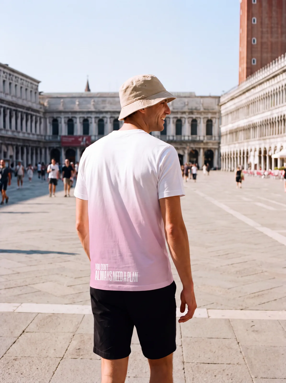 "YOU DON'T ALWAYS NEED A PLAN" Backprint Tee, on model