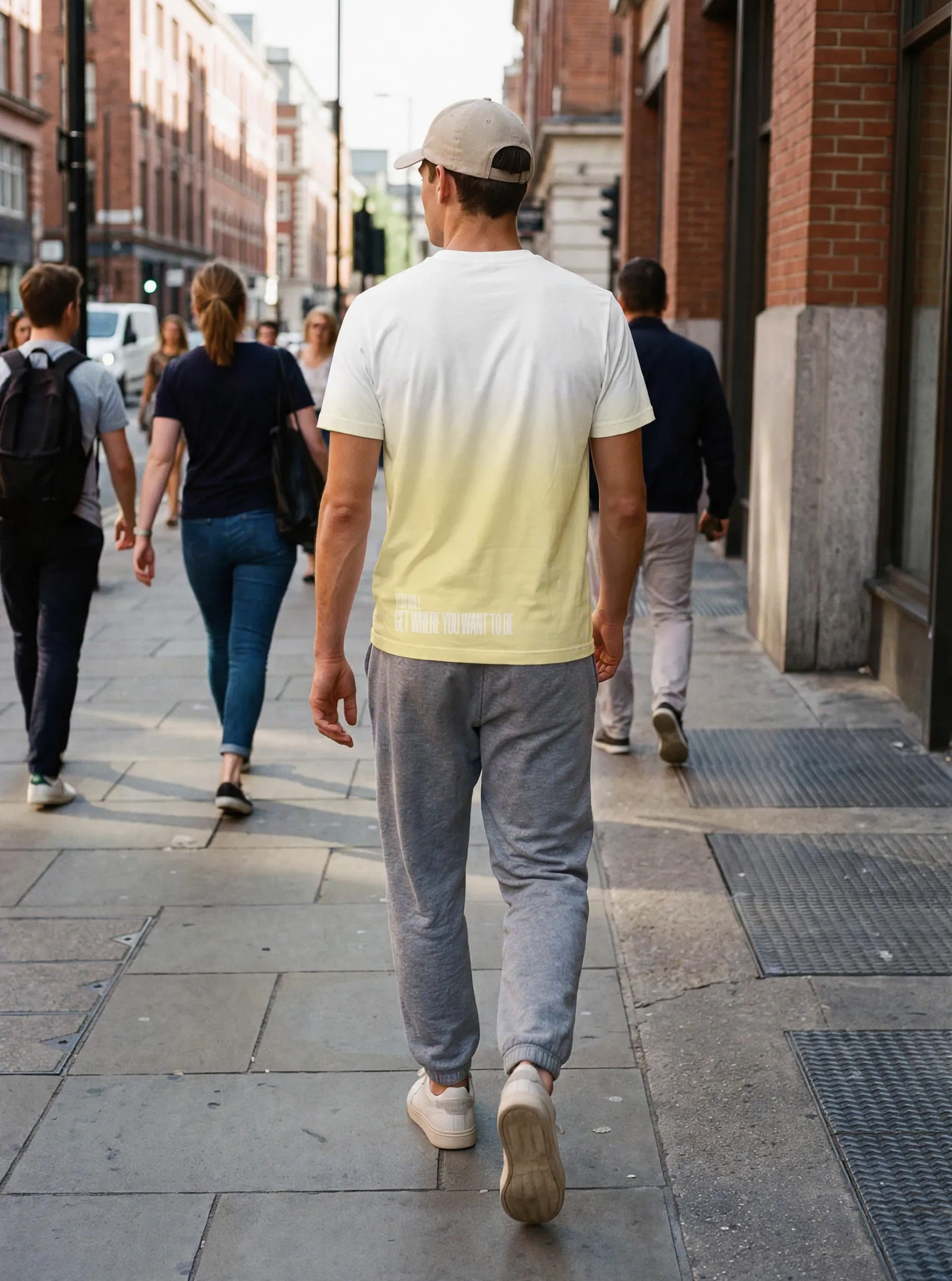 "you will get to where you want to be" Backprint Tee (Hem Print), on model