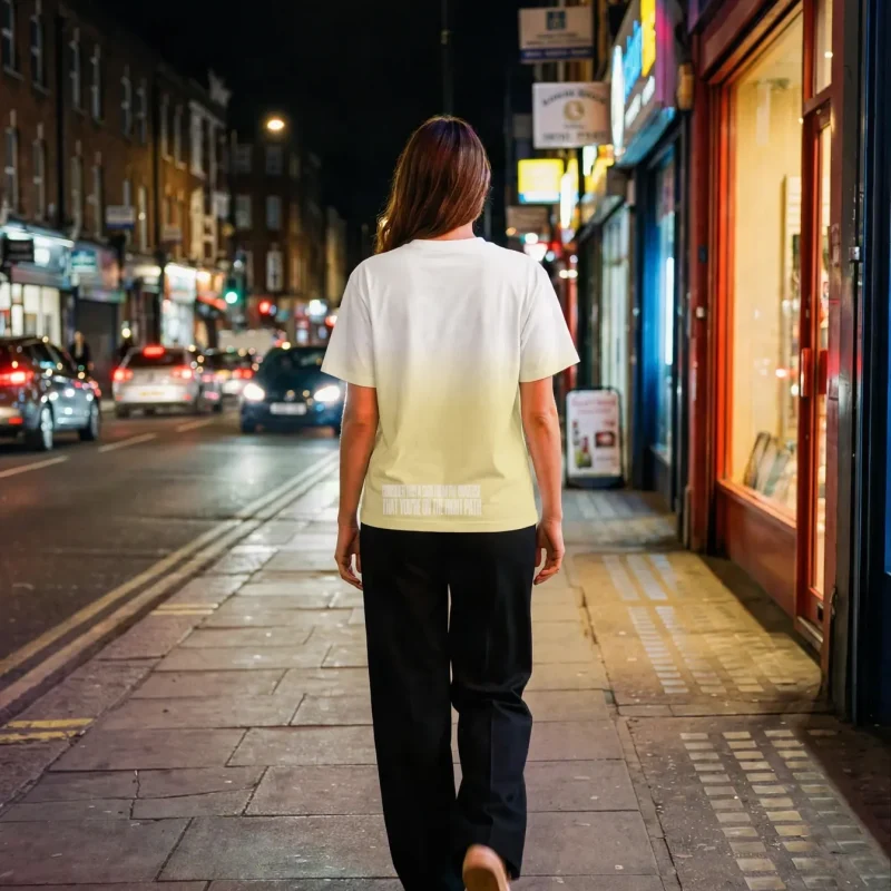 "consider this a sign from the universe that you're on the right path" Backprint Tee worn by a model