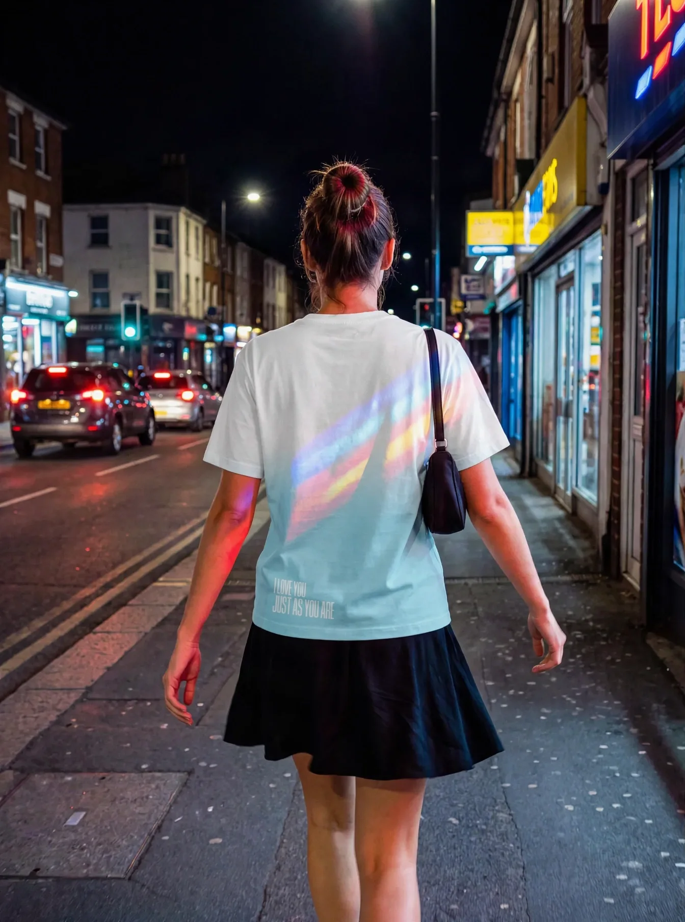 "i love you just as you are" Backprint Tee worn by a model