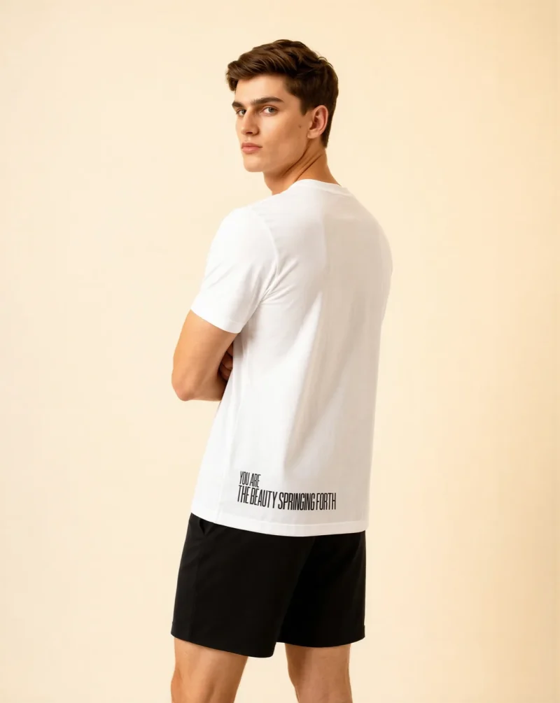 "MAY BEAUTIFUL NEW THINGS SPRING FORTH" Backprint Tee, back view, Its.That.
