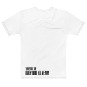 "enjoy where you are now" Backprint Tee, flat back view, Its.That.