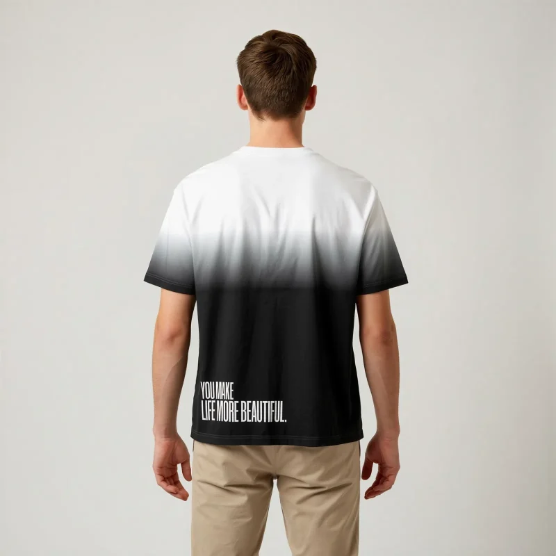 "you make life more beautiful." Backprint Tee, back view, Its.That.