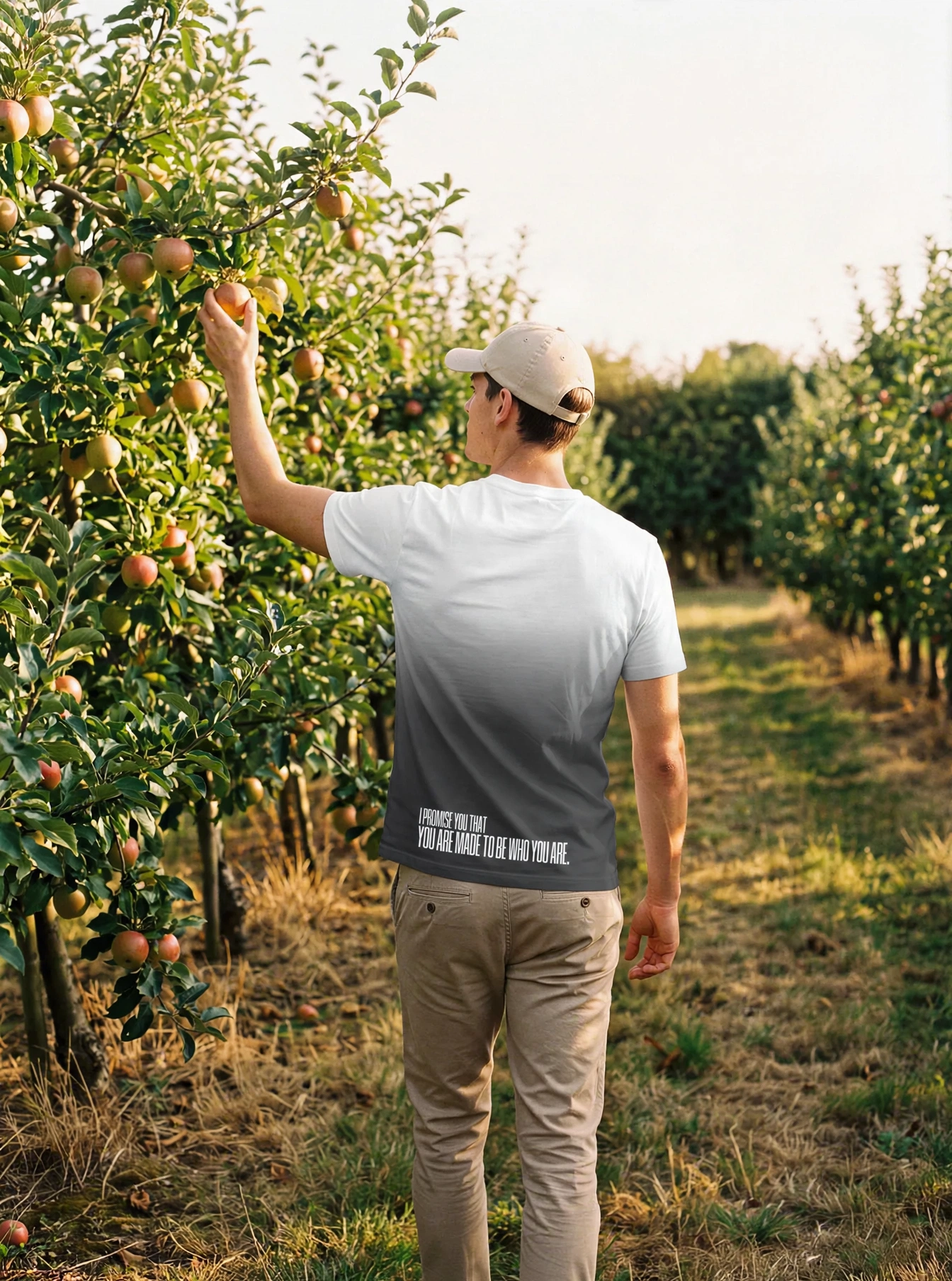 "I PROMISE YOU THAT YOU ARE MADE TO BE WHO YOU ARE." Backprint Tee, on model