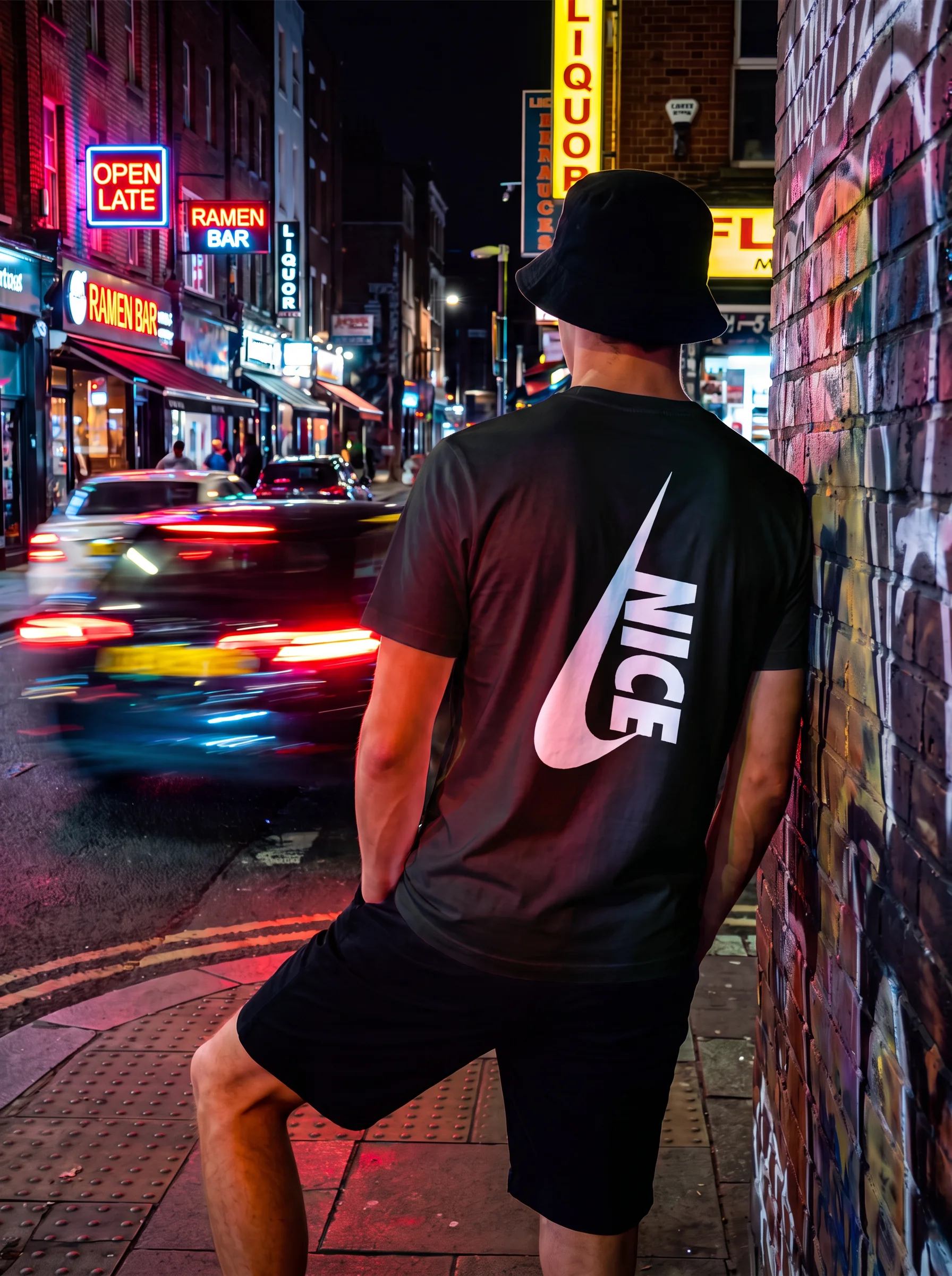 Nice Tick Backprint Tee worn by a model