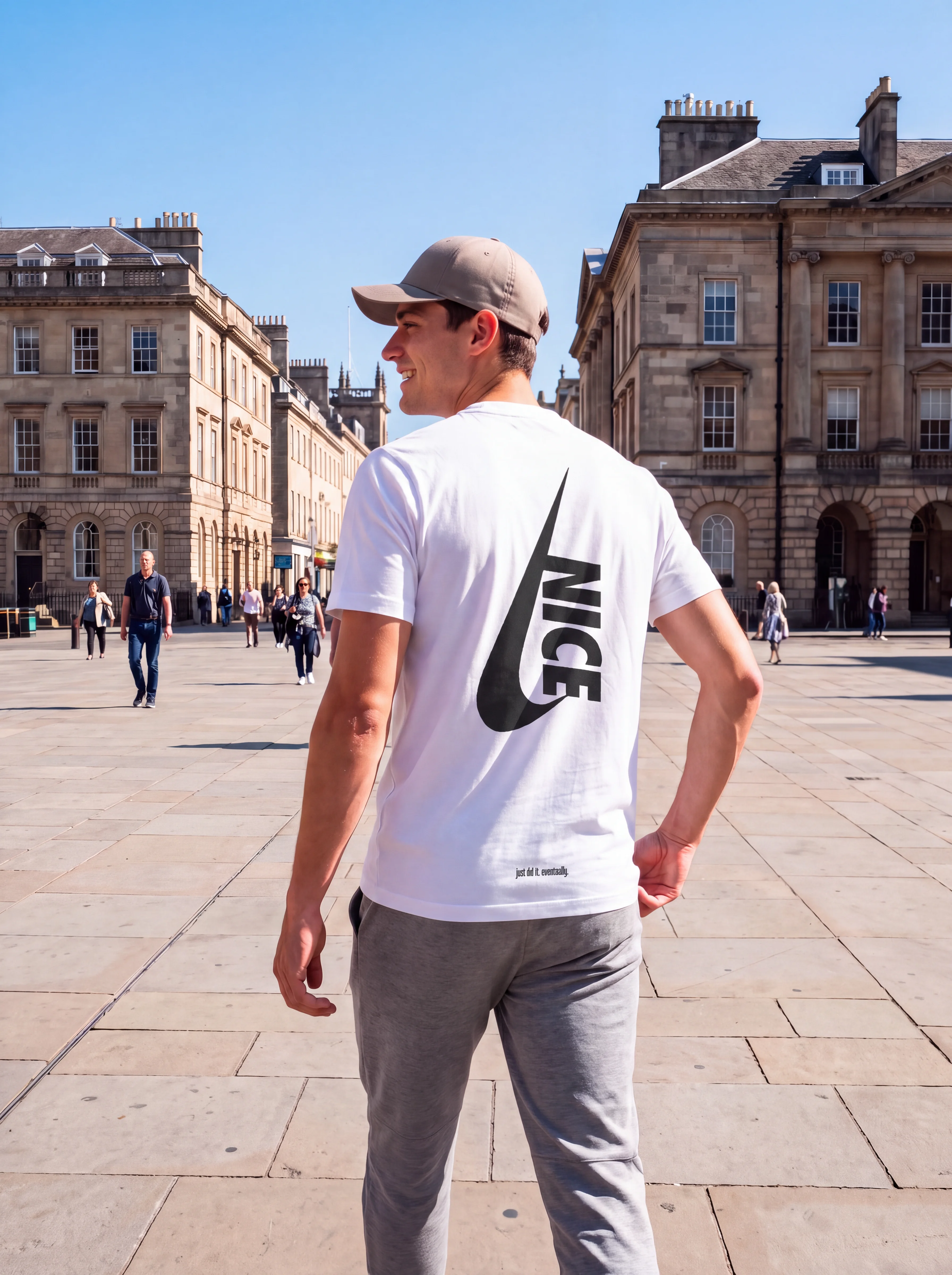 Nice Tick Backprint Tee worn by a model