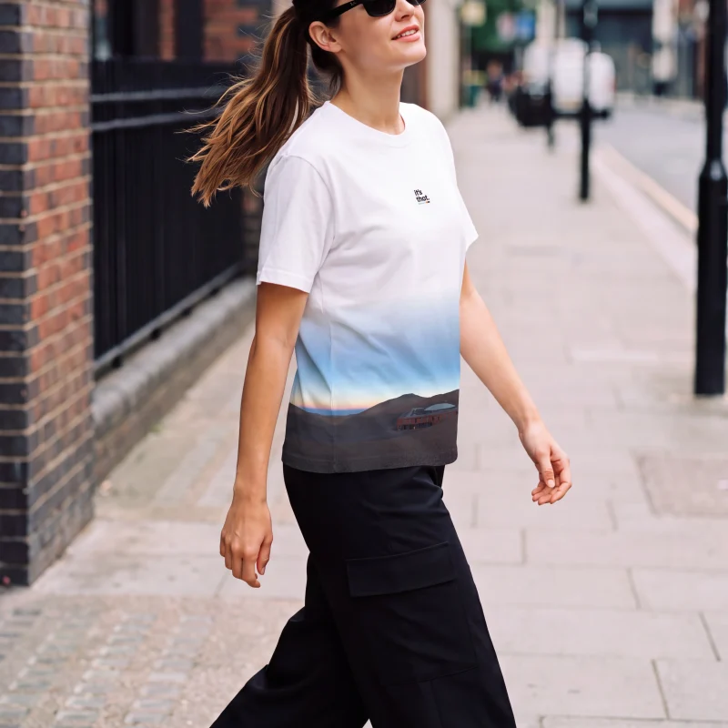 Its.That. Paranal Panorama 360 Wrap Tee worn by a model