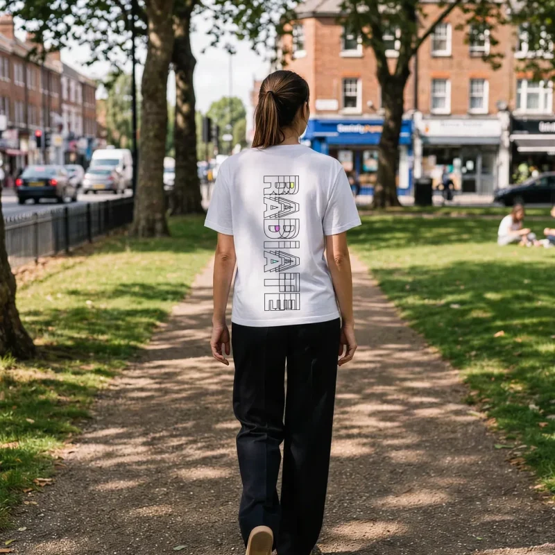 Its.That. Radiate Word-Art Tee (CMYK) worn by a model