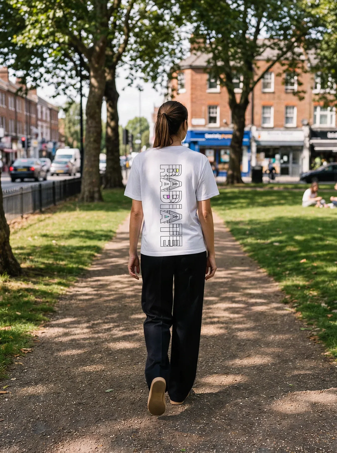 Its.That. Radiate Word-Art Tee (CMYK) worn by a model