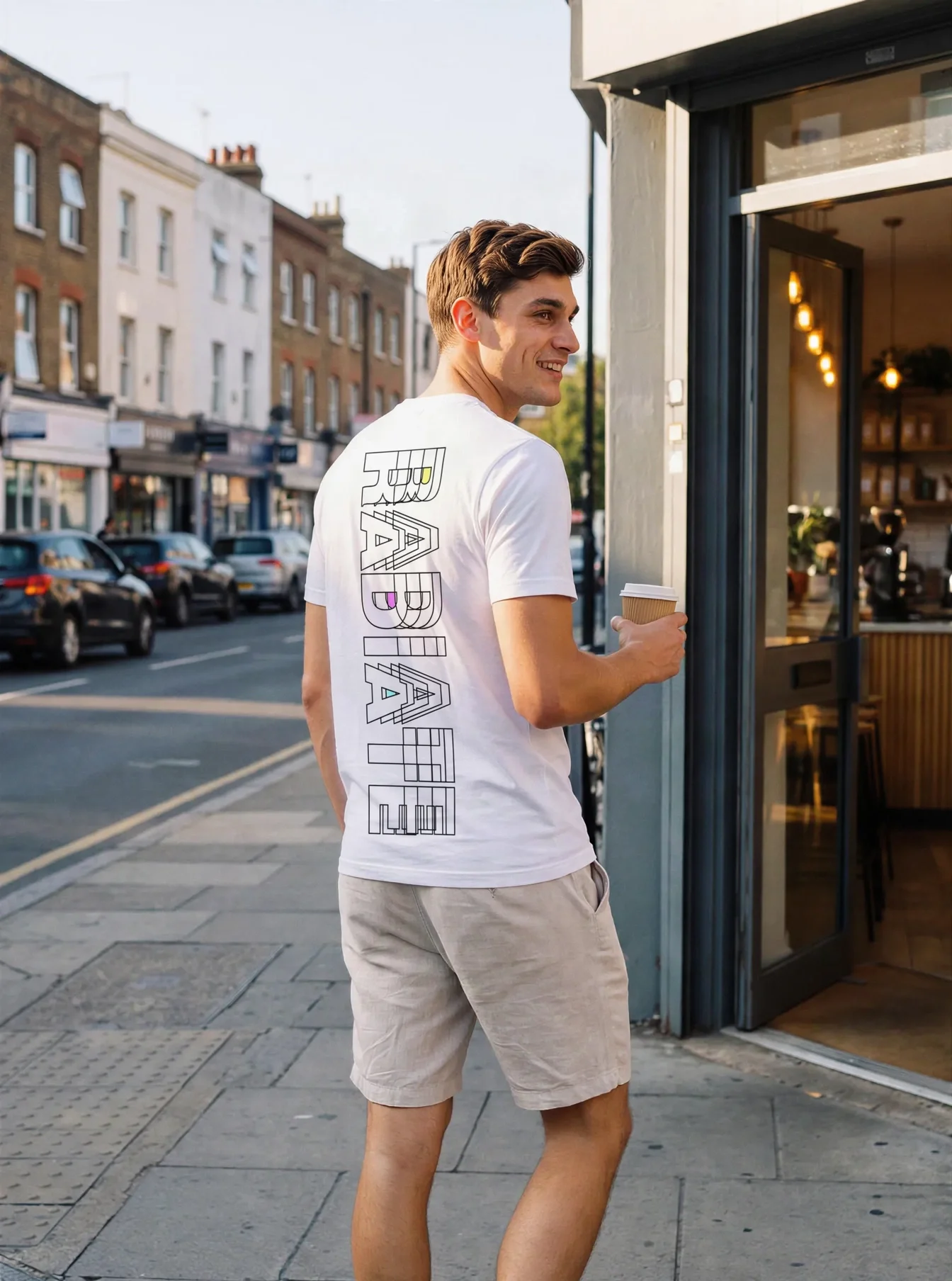 Its.That. Radiate Word-Art Tee (CMYK) worn by a model