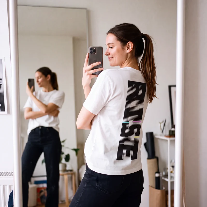 Its.That. Rise Word-Art Tee (CMYK) worn by a model