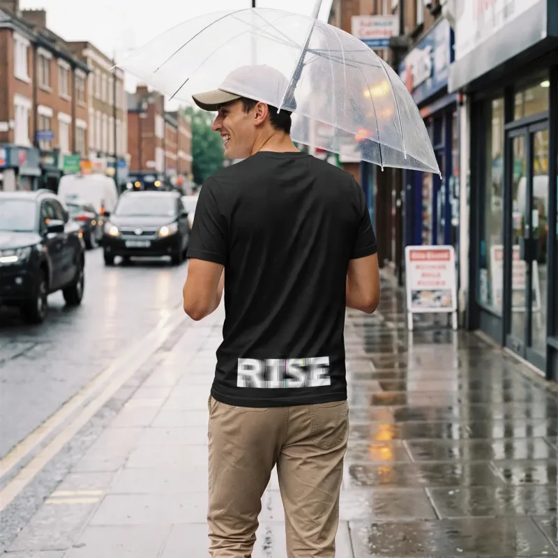 Its.That. Rise (Rotated) Word-Art Tee (CMYK) worn by a model
