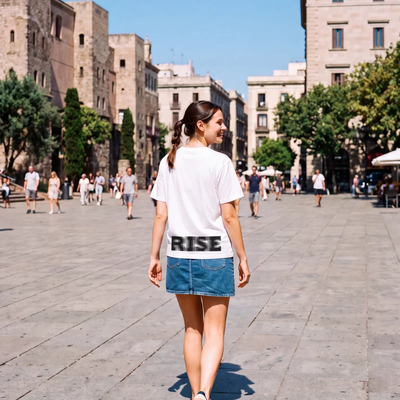 Its.That. Rise (Rotated) Word-Art Tee worn by a model