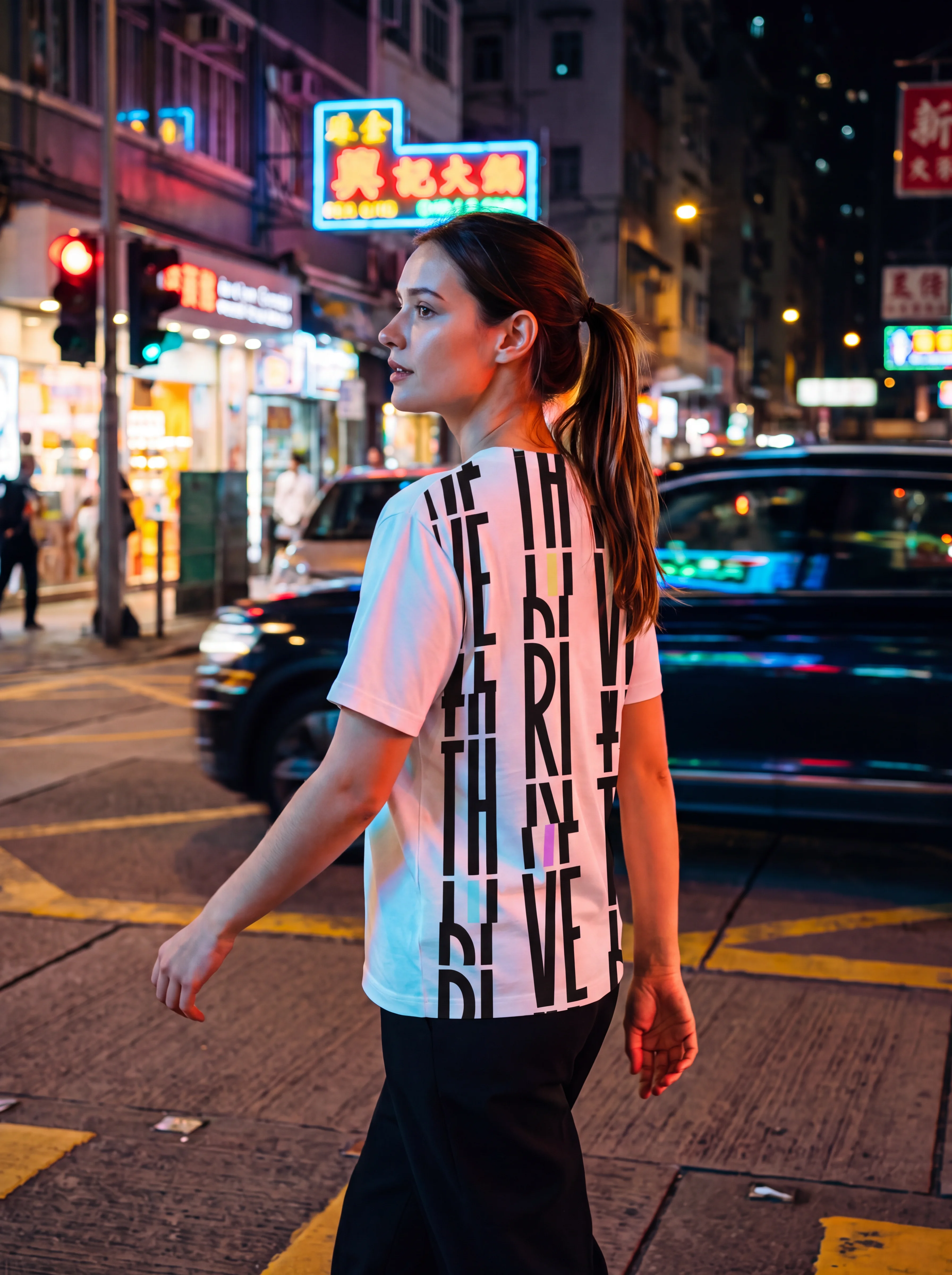 Its.That. Thrive Word-Art Tee (CMYK) worn by a model