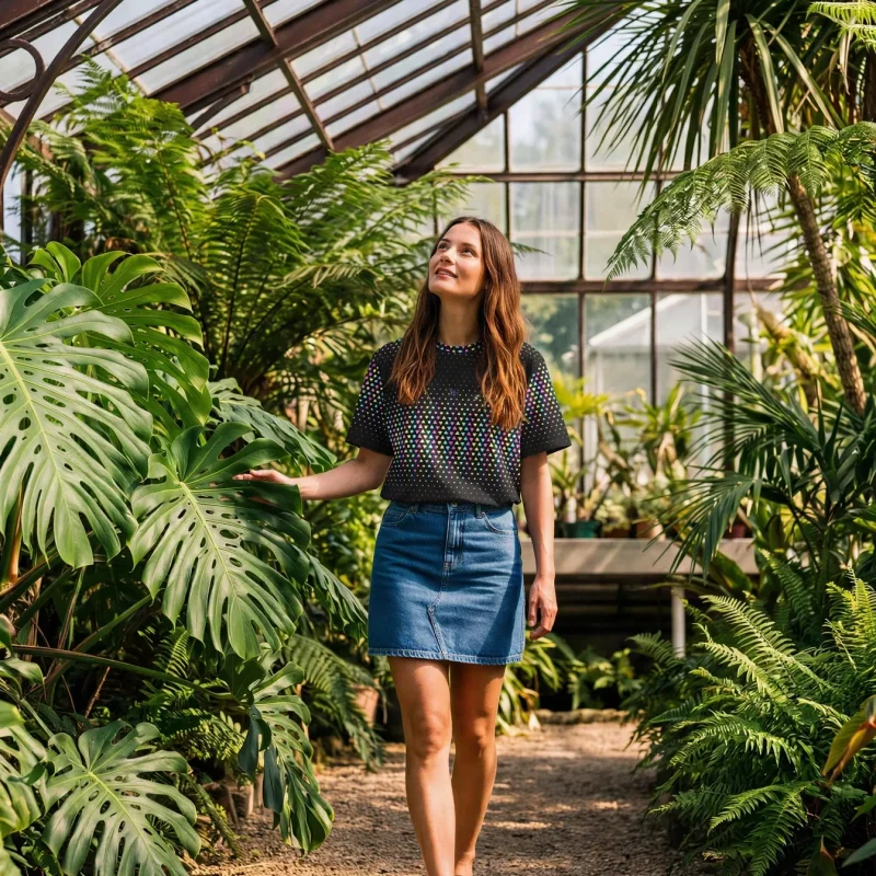 Geo Halftone All-Over Print T-Shirt worn by a model