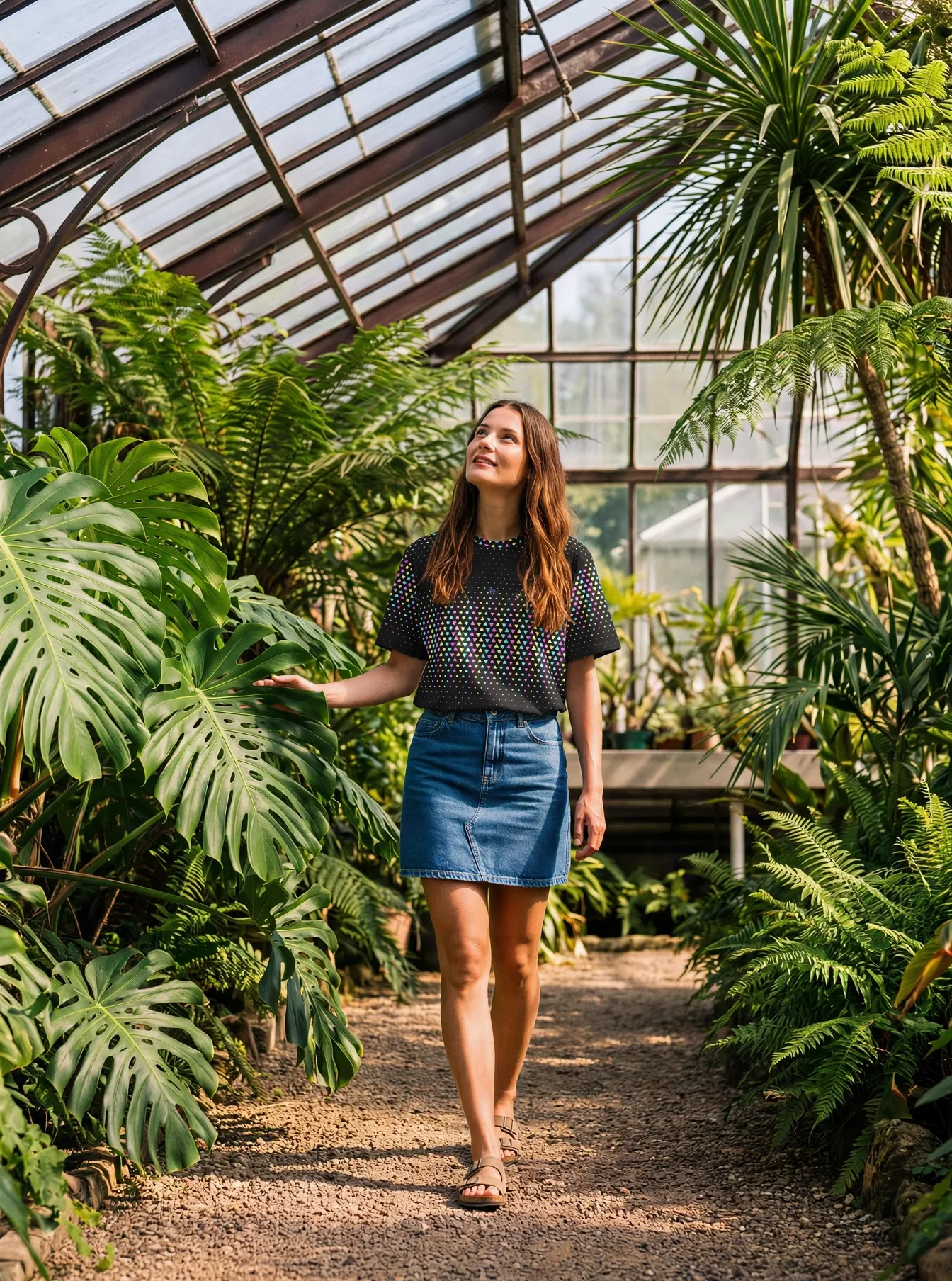 Geo Halftone All-Over Print T-Shirt worn by a model
