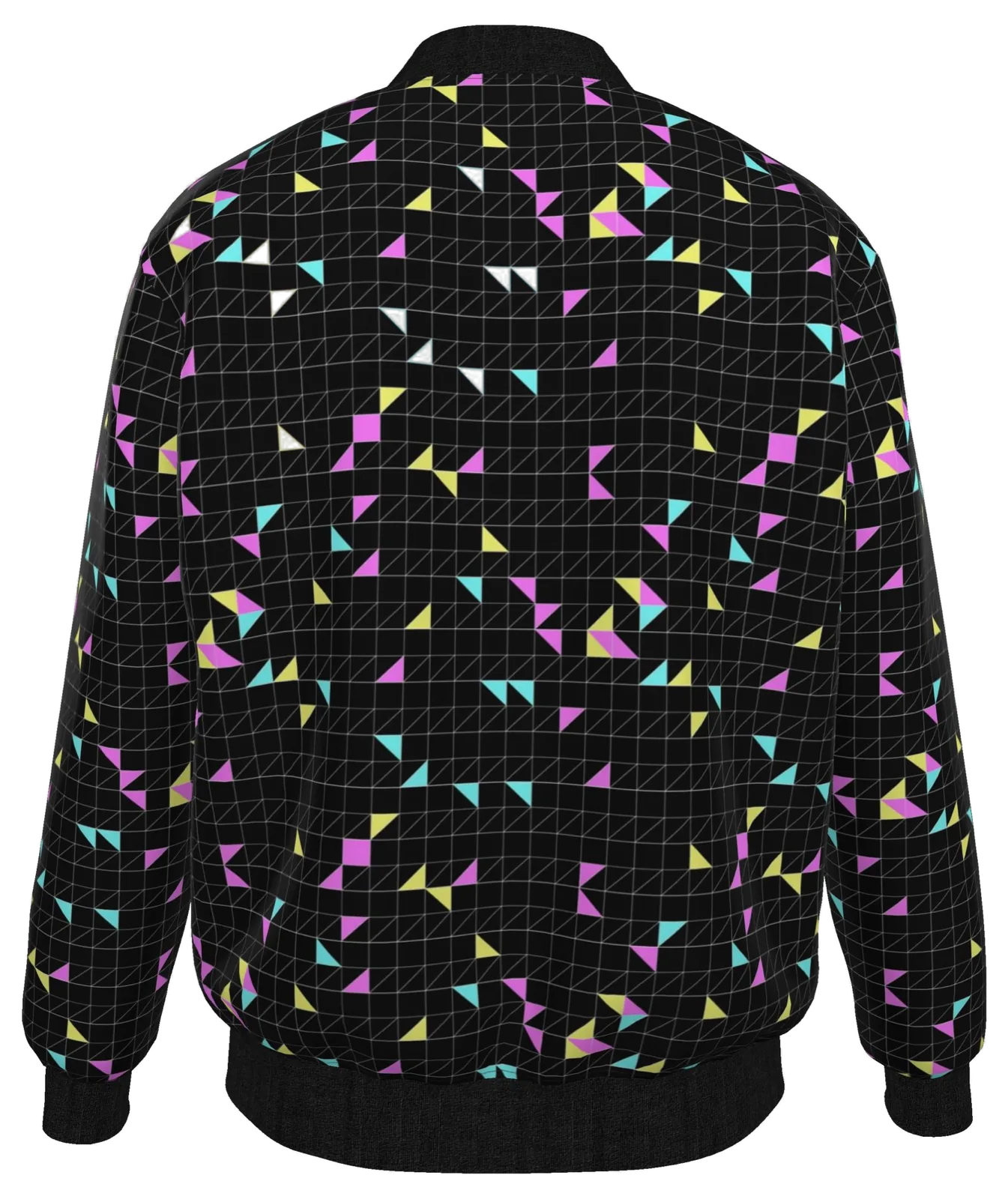 Geo Mesh Bomber Jacket, black colourway, mockup