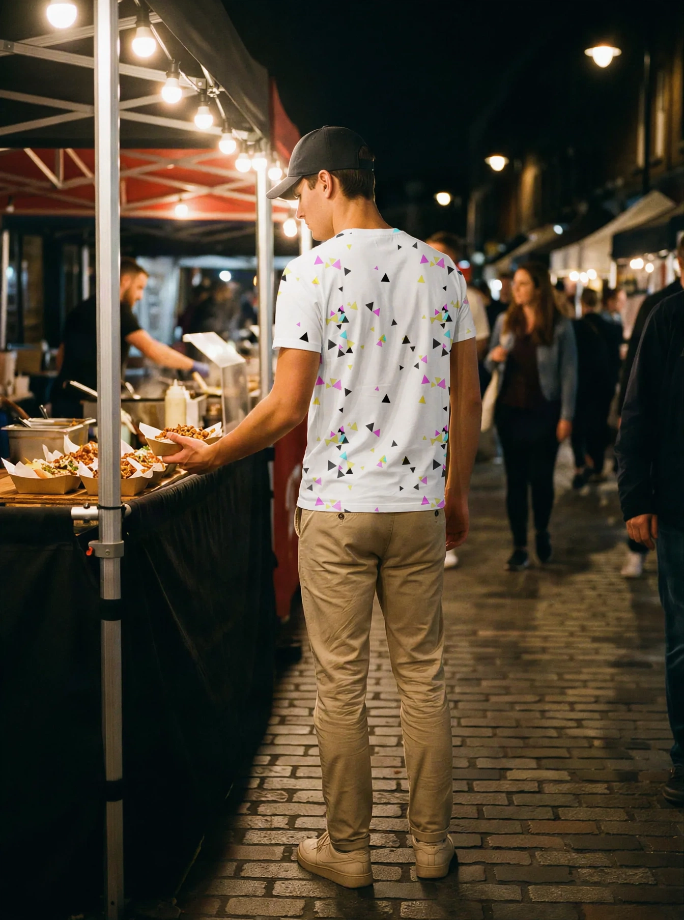 Geo Scatter All-Over Print T-Shirt, white colourway, back view