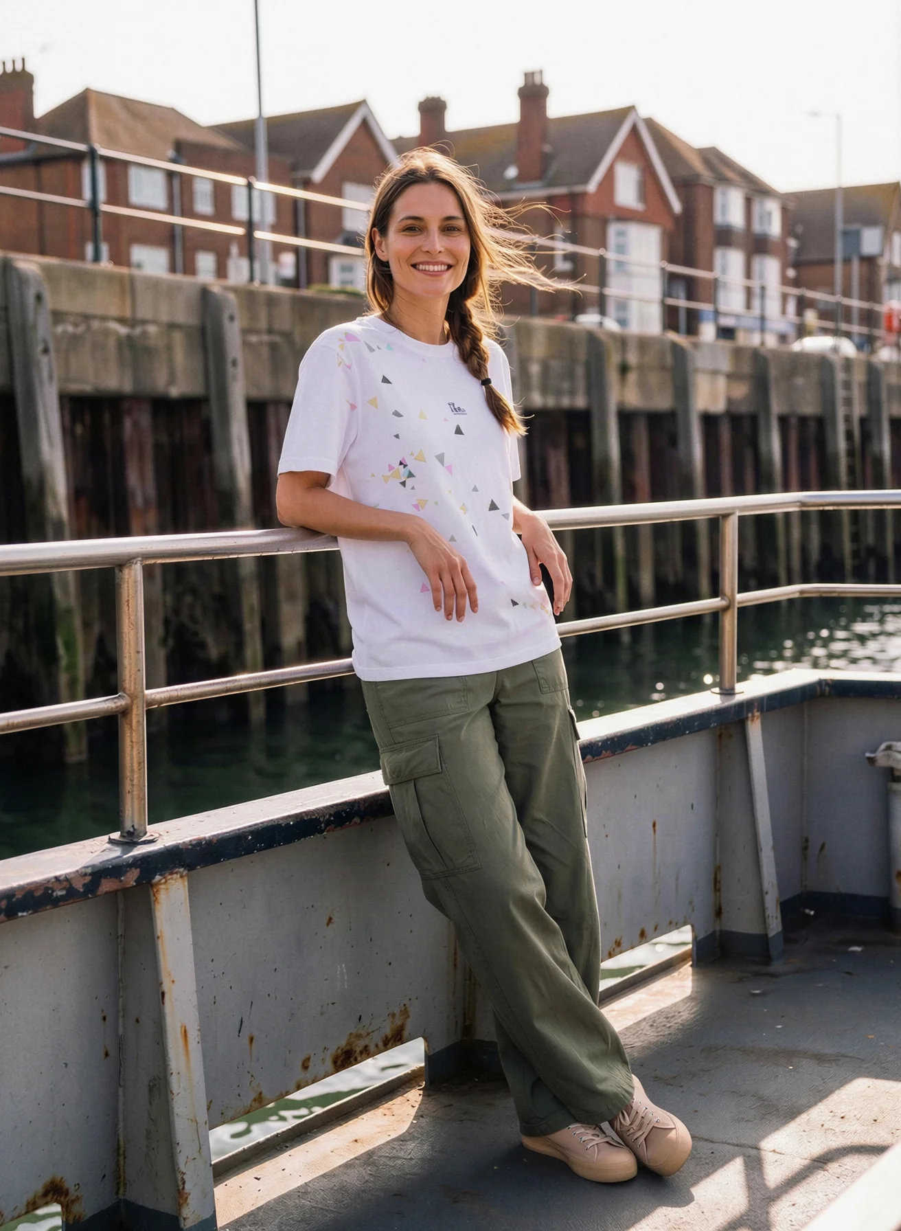 Geo Scatter All-Over Print T-Shirt worn by a model