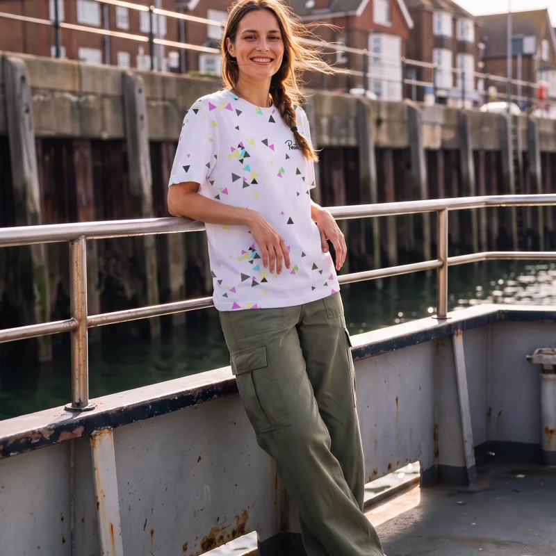 Geo Scatter All-Over Print T-Shirt worn by a model